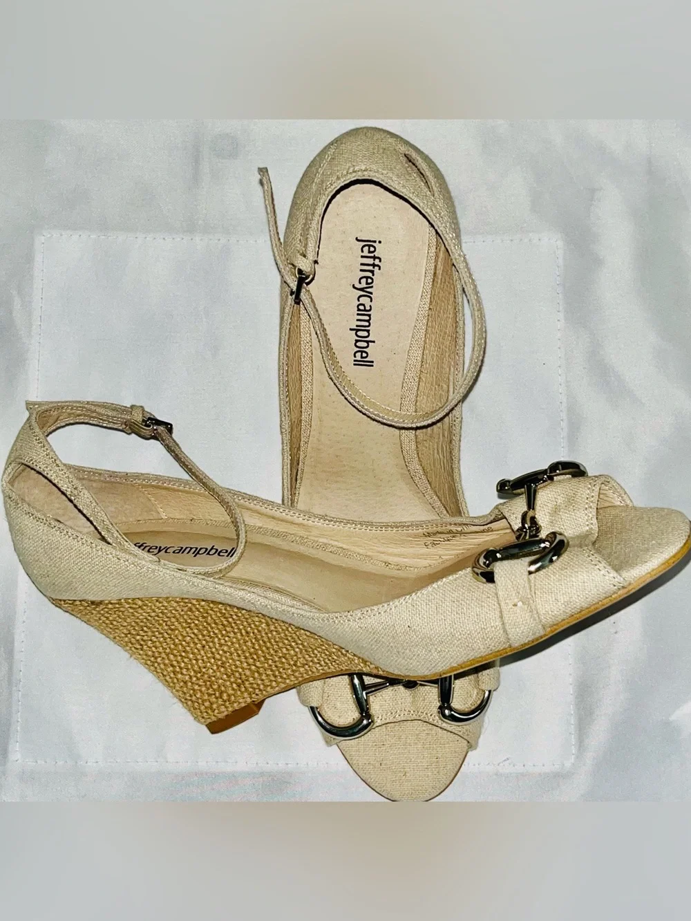Jeffrey Campbell Natural Beige Peep-Toe Ankle-Strap Pumps
